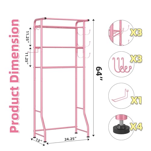 Simple Trending 3 Tier Over The Toilet Rack, Shelf Bathroom, Bathroom Stand Organizer Space Saver, Pink - color: Pink With Towel Rack