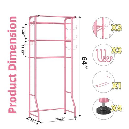 Simple Trending 3 Tier Over The Toilet Rack, Shelf Bathroom, Bathroom Stand Organizer Space Saver, Pink - color: Pink With Towel Rack