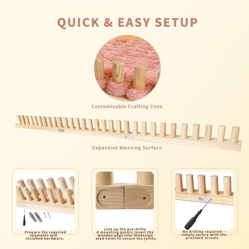 Chunky Blanket Loom - Loom for DIY Throw Blankets, Adjustable Size Hand Knitting Yarn Chunky,No Needles Required,Beginner Friendly Yarn Craft (64Inch) - size: 64Inch