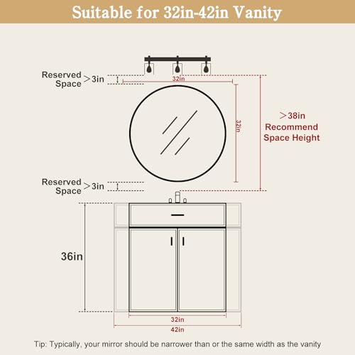 32 Inch Round Wood Mirror, Burlwood Grain Wood Frame Circle Mirror, Versatile Wall Decor for Bathroom Vanity, Living Room, Bedroom and Entryway, Natural - size: 32"L x 32"W