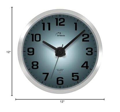 Night Light Wall Clock for Bedroom, 12 Inch | Silent, Lighted up Glow in the Dark, Battery Operated, Easy to Read Large Digital Display - color: Silver