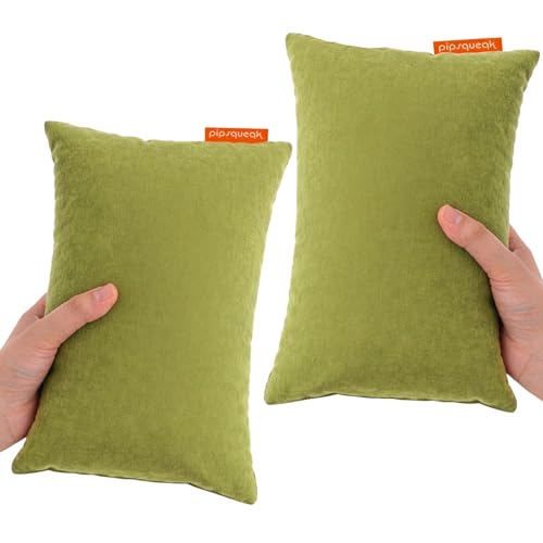 Pipsqueak Microfiber Pillow - Small, Mini, Tiny - 11 x 7 in - Perfect for Travel, Cars, Airplanes, Camping, Dogs, Toddlers, Kids, Lumbar, Knees and Neck - Ages 2 Yrs and Up - color: Olive, size: 2 Pack, style: Non-Personalized