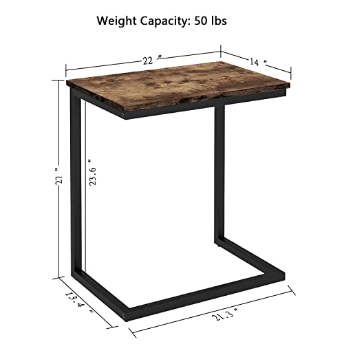 Sofa C Side End Table Wood Accent Couch Table Coffee Tray Snack Side Table Notebook Laptop Holder Over Bed Stand Reading Desk Rustic Brown Color 22x14x27 Space Saving for Living Room Bedroom - color: Rustic Brown Rustic Brown