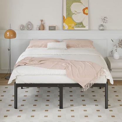 Yicensen 14 Inch Full Bed Frame No Box Spring Needed Heavy Duty Full Size Platform Bed Frame with Rounded Corner Legs, Easy Assembly, Noise Free, Black. - size: Full, style: 14 Inch