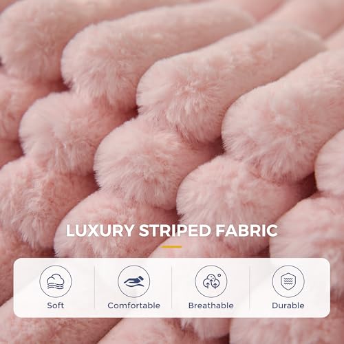 MAXYOYO Convertible Sofa Bed, Pull-Out Loveseat Couch Bed for Small Space | 2 in 1 Folding Couch Bed with Large Back Pillow, Plush Faux Fabric Lounge Couch for Living Room, Apartment, Pink - color: Pink