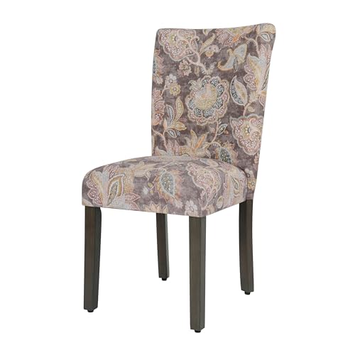 HomePop Parsons Classic Upholstered Accent Dining Chair, Set of 2, Multicolor Gray Floral - color: Grey Floral, style: Pack of 2