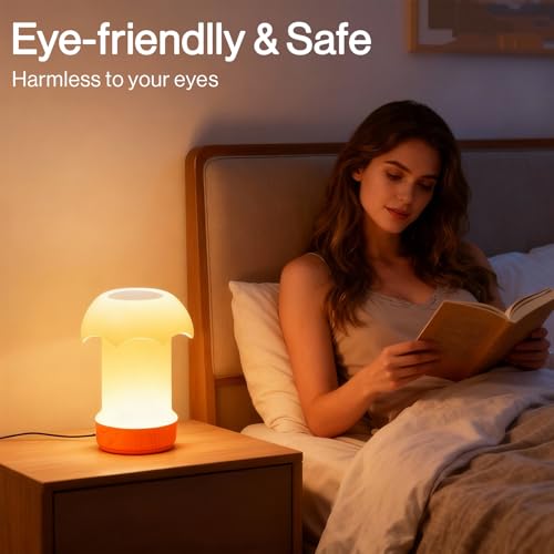 Night Light, Dimmable Touch Lamp for Bedroom - Portable Table Bedside Lamp with 4 Brightness Levels & 13 RGB Colors, Night Lights for Baby Nursery and Bathroom (Umbrella-Shaped)
