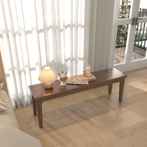 Dining Bench 55.1" Wood Solid Oak Wooden Bed End/Entryway Bench for Bedroom Living Room Kitchen(Brown) - color: Brown, size: 55.1"