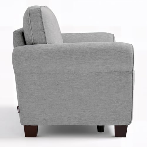 MCombo 67.7" Loveseat Sofa, 2-Seater Small Couch for Small Spaces, Classic Rolled Arm Upholstered Sofa with Solid Wood Legs for Living Room, Removable Cover, Chenille Fabric VE730 (Light Grey) - color: Light Grey