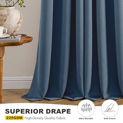 MIULEE Blackout Curtains for Bedroom 2 Panels 29 x 40 Inch Long Stone Blue | Thermal Insulated, Living Room Darkening Grommet Drapes, Noise Reducing, Light Blocking Window Treatments - color: Stone Blue, size: 29"W x 40"L (Pack of 2)