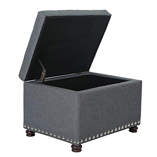 Storage Ottoman Bench Rectangular Fabric Organization Foot Rest, 24 Inch Modern Tufted Bedroom Foot Stool and Seat for Entryway, Bedroom, Living Room - color: Grey
