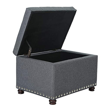 Storage Ottoman Bench Rectangular Fabric Organization Foot Rest, 24 Inch Modern Tufted Bedroom Foot Stool and Seat for Entryway, Bedroom, Living Room - color: Grey