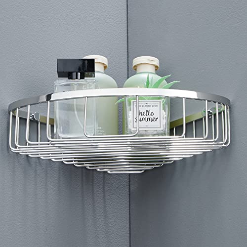 Bathroom Corner Shower Caddy Organizer, Corner-Hollow Design, SUS304 Stainless Steel Heavy Duty Rust-Proof Bathroom Shelf Organizer Holder, Wall Mounted Storage Rack, Brushed Chrome - color: 02Chrome, size: Hollow Angle