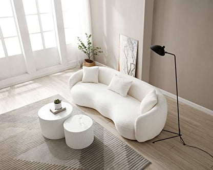 JUSTONE Round Nesting Coffee Table Set of 2 - Space-Saving White Modern Wooden Accent Tables for Small Spaces, Handcrafted Wood Side/End/Bedside Tables for Living Room & Bedroom - color: 23.62" Round-white