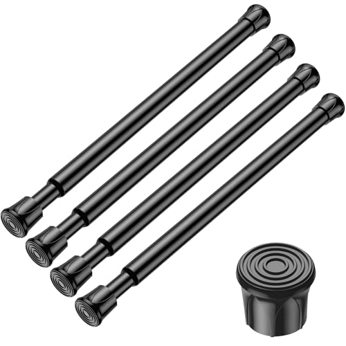 4PCS Small Spring Tension Curtain Rod 8 to 12 Inch, Mini DIY Tension Rods No Drill for Slim Window Sidelights Cupboard, Black - color: Black, size: 8 to 12inch-4pcs