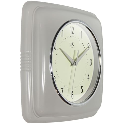 Infinity Instruments Square Retro Wall Clock, Stone Grey, 9.25" - color: Stone Grey