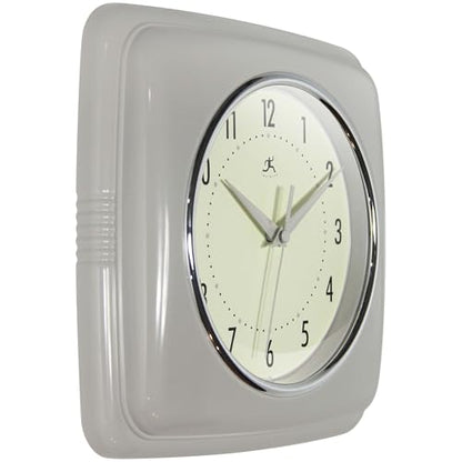 Infinity Instruments Square Retro Wall Clock, Stone Grey, 9.25" - color: Stone Grey