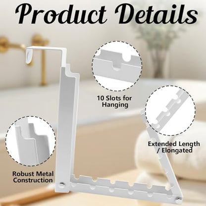Zorfeter 1 PCS Over The Door Hanger, Foldable Drying Rack 10 Ridges, White | Heavy Duty Space Saving, For Laundry Bedroom Travel - color: White