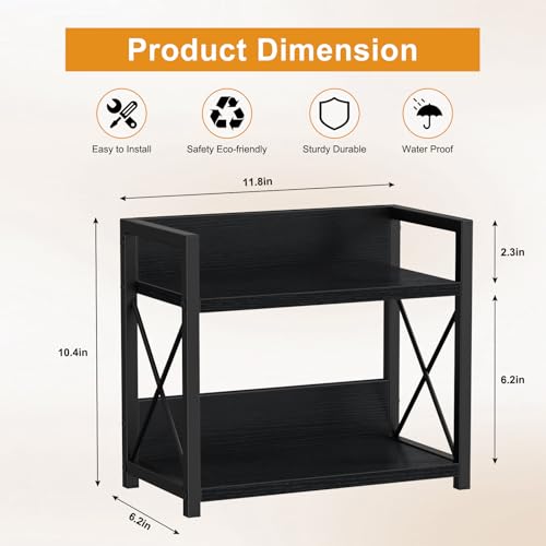 Giikin Kitchen Counter Shelf, 2 Tier Kitchen Spice Rack Organizer for Countertop, Wood Coffee Bar Organizer for Home (Black, S) - color: Black, size: Small