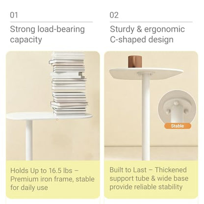 Modern C-Shaped End Table, Small Sofa Side Table Metal Side Table for Couch and Bed Snack Table Tray Table for Living Room Bedroom - color: White