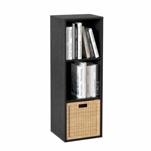 Wooden Cube Storage Organizer with Closed Back Panel,Black Cube Shelf Cubby Storage Organizer with Compartments for Living,Bookshelf,Storage Organizers (Black, 3 Cube-11in) - color: Black, size: 3 Cube-11in