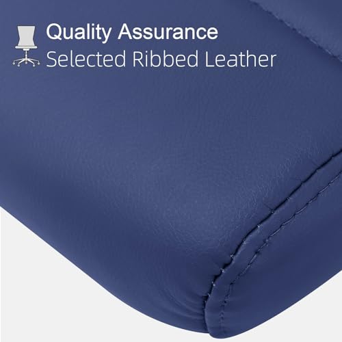 Okeysen Armless Office Desk Chair, Mid Back Ergonomic Swivel Conference Room Chair, Adjustable Height PU Leather Home Desk Chair, Modern Small Rolling Computer Task Chair, Navy Blue - color: Navy Blue