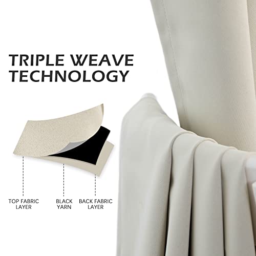 MYSKY HOME Beige Bedroom Blackout Curtains, 42 x 63 Inch, Dark Grommet Living Room Curtains - color: Beige, size: 42"W x 63"L (Pack of 1)