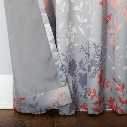 Sun Zero Kara Floral Print Energy Efficient Rod Pocket Curtain Panel, 54" x 95", Gray - color: Grey, size: 54"W x 95"L (Pack of 1)