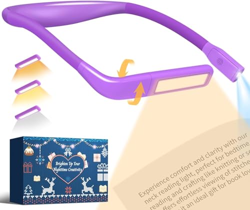 Reading Light, 3 Colors Stepless Dimming Neck Light, Book Lamp | Rechargeable Book Light for Reading at Night, Dual Lamps, 80H Lasting, Hands-Free Knitting, Crochet, Sewing, Crafting, Crafts - color: Dark Purple