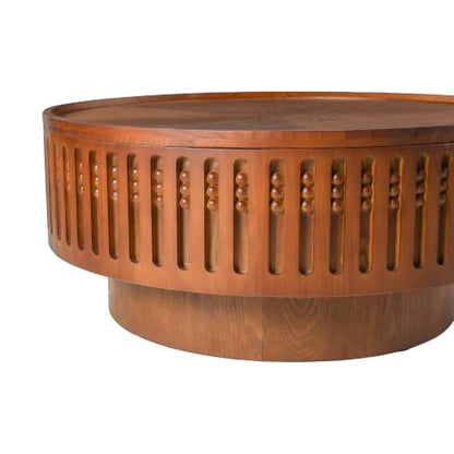 31.3" Round Coffee Table with Hidden Storage, Center Table | Mid-Century Modern Center Table Tea Table, Boho Accent Table with Flip-Top Storage Function for Living Room,Bedroom, Walnut - color: A-31.3" Round Coffee Table