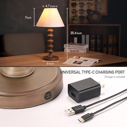 O'Bright Ember Rechargeable Table Lamp (Charcoal-Washed_Baluster) - color: Charcoal-Washed_Baluster