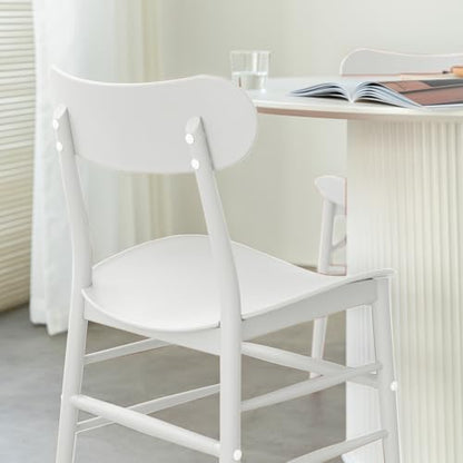 White Dining Chairs Set of 3,Modern Stackable Kitchen Chairs,Plastic Armless Side Chairs for Indoor and Outdoor Cafes,Suitable for Dining Room,Kitchen and Living Room,Easy Assembly