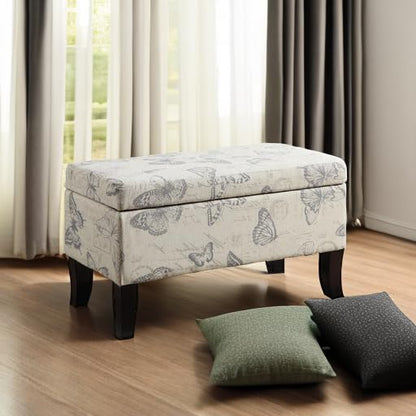 Convenience Concepts Designs4Comfort Winslow Storage Ottoman Bench 32" - Transitional Upholstered Footstool & Seat, for Living Room, Entryway, Hallway, & Bedroom, Butterfly Fabric - color: Butterfly Fabric