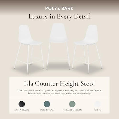 Poly & BARK Isla Bar Stools Set of 3 – Counter Height Bar Stool for Kitchen – Set of Counter Stools – Indoor/Outdoor Barstools – Modern Kitchen Bar Stools - White - color: White, style: Isla Counter Stool Set of 3