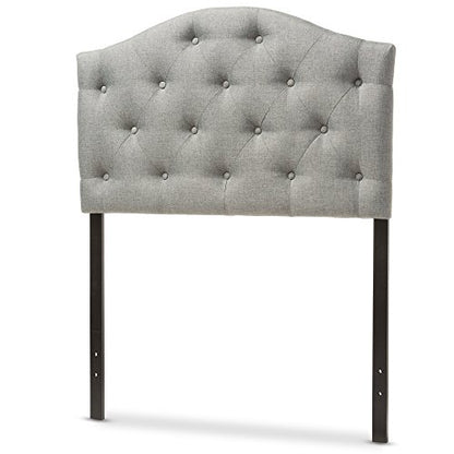 Baxton Studio Myra Modern and Contemporary Grey Fabric Upholstered Button-Tufted Scalloped Twin Size Headboard - color: Gray, size: Twin