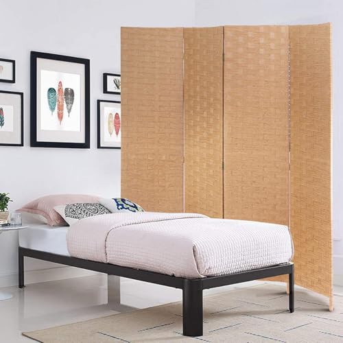 Room Dividers Folding Screens Privacy Screen Room Panel 4 Panel Partition Wall Tall Room Divider for Living Room Bedroom Study Portable Room Seperating Home Furniture Wall Dividers, Natural - color: Natural
