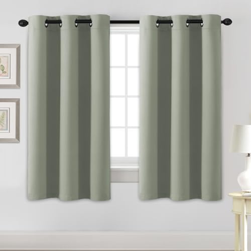 H.VERSAILTEX Blackout Curtains for Bedroom Thermal Insulated Room Darkening Living Room Curtains 63 Inch Long Grommet Privacy Protection Window Curtain Panels/Drapes for Nursery,2 Panels,Light Sage - color: Light Sage, size: 42"W x 63"L (Pack of 2)