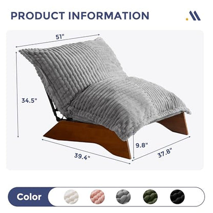 MAXYOYO Adjustable Living Room Chair, 3-Position Bean Bag Chair with Frame | Upholstered Accent Chair with Frame, Removable Cushion, Soft Reclining Lounge for Bedroom, Apartment, Office, Grey - color: Striped Cross Grey