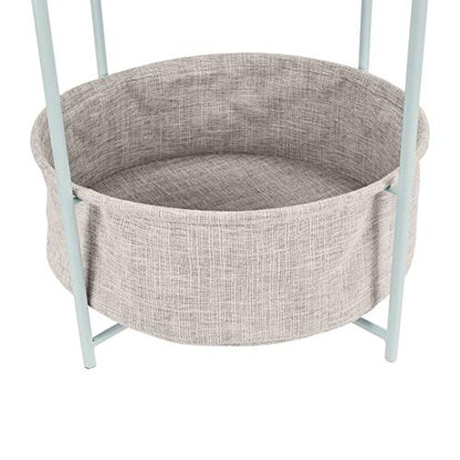 Amazon Basics Round Storage End Table, Side Table with Cloth Basket, Mint Green/Heather Gray, 18 in x 18 in x 19 in - color: Mint Green