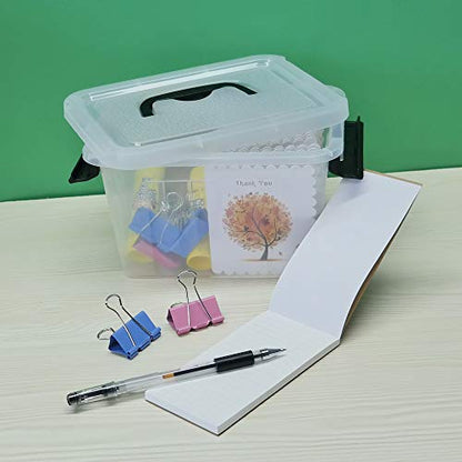 Small Plastic Storage Box, 6-Pack 3 Liter Storage Bins with Lid | Clear Organizer Containers for Pantry, Closet, Office, Crafts, Lightweight, Easy-Clean - size: 3 L