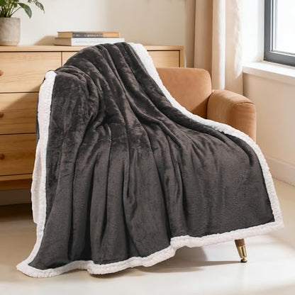 BEAUTEX Sherpa Fleece Twin Blankets Soft Fluffy Flannel Plush Cozy | Fuzzy Coffee Cuddle Blanket for Couch, Bed, Sofa, Adults (60" x 80", Coffee) - color: Coffee, size: Twin-60"x80"