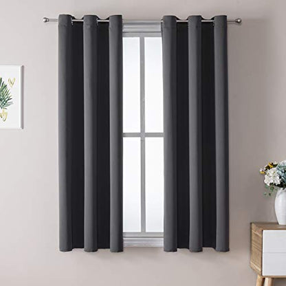 ChrisDowa Blackout Curtains for Bedroom and Living Room 40 Inches Long | 2 Panels Set, Thermal Insulated, Light Blocking, Room Darkening, Grommet, Window Drapes, Dark Grey, 29 x 40 Inch - color: Dark Grey, size: 29"W x 40"L (Pack of 2)