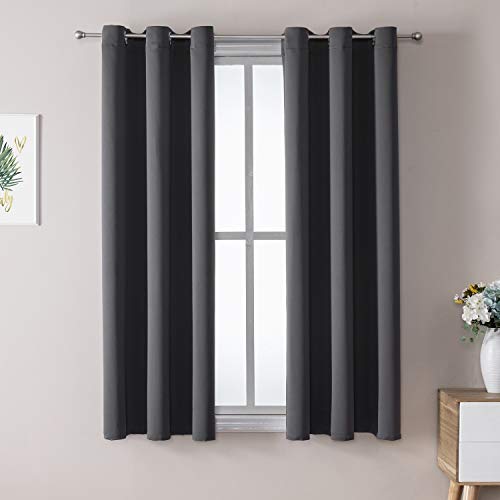 ChrisDowa Blackout Curtains for Bedroom and Living Room 40 Inches Long | 2 Panels Set, Thermal Insulated, Light Blocking, Room Darkening, Grommet, Window Drapes, Dark Grey, 29 x 40 Inch - color: Dark Grey, size: 29"W x 40"L (Pack of 2)