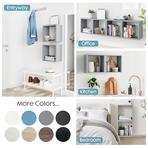 Cube Floating Shelves Set2, Display Shelves Wall Mount 7.75" D x 12.5" W x 12.5" H, (Gray, Square 2 Cubes) - color: Grey, size: Square-Set2
