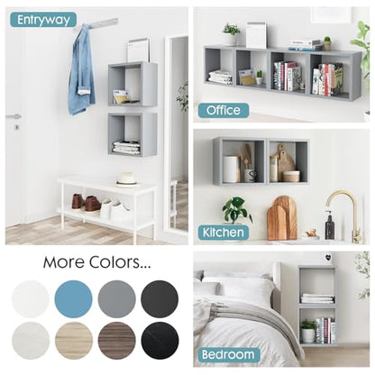 Cube Floating Shelves Set2, Display Shelves Wall Mount 7.75" D x 12.5" W x 12.5" H, (Gray, Square 2 Cubes) - color: Grey, size: Square-Set2