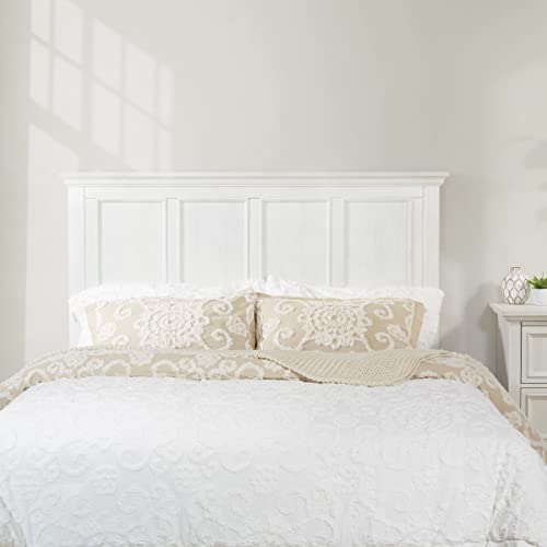 OSP Home Furnishings Farmhouse Basics Queen Headboard Only, Rustic White Finish - size: Queen