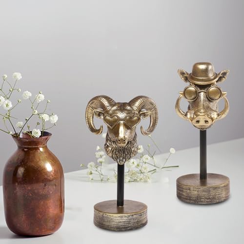 Handcrafted Resin Sculpture (Bighorn)- Modern Home Decor Accent, Trending Living Room & Office Decor, Elegant Tabletop & Shelf Decor for Desk, Bookshelf, Nightstand - Unique Gift Idea - style: Bighorn