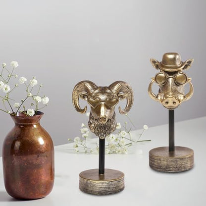 Handcrafted Resin Sculpture (Bighorn)- Modern Home Decor Accent, Trending Living Room & Office Decor, Elegant Tabletop & Shelf Decor for Desk, Bookshelf, Nightstand - Unique Gift Idea - style: Bighorn