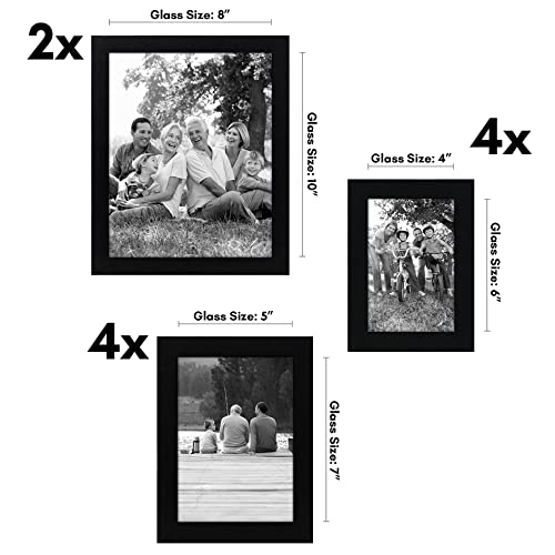 Americanflat Set of 10 Picture Frames with Shatter-Resistant Glass - Gallery Wall Frame Set with Two 8x10, Four 5x7 and Four 4x6 Frames - Signature Collection - Black - color: Black, style: 10 Pack