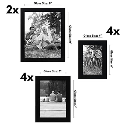 Americanflat Set of 10 Picture Frames with Shatter-Resistant Glass - Gallery Wall Frame Set with Two 8x10, Four 5x7 and Four 4x6 Frames - Signature Collection - Black - color: Black, style: 10 Pack